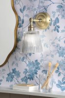 Laura Ashley Callaghan Bathroom Wall Light Matt Antique Brass and Ribbed Glass IP44