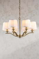 Laura Ashley Hemsley 6 Light Chandelier Matt Antique Brass with Shade