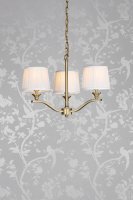 Laura Ashley Hemsley 3 Light Armed Pendant Matt Antique Brass with Shade