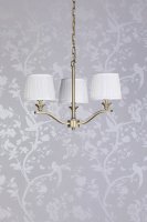 Laura Ashley Hemsley 3 Light Armed Pendant Matt Antique Brass with Shade