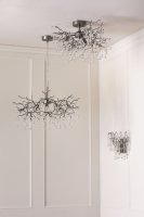 Laura Ashley Willow 3 Light Semi-Flush Satin Pewter and Crystal
