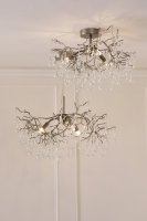 Laura Ashley Willow 3 Light Semi-Flush Satin Pewter and Crystal