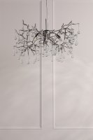 Laura Ashley Willow 3 Light Pendant Satin Pewter and Crystal