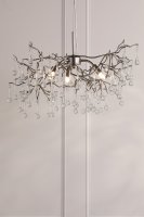 Laura Ashley Willow 3 Light Pendant Satin Pewter and Crystal