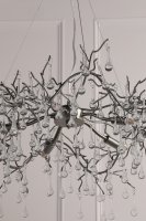 Laura Ashley Willow 5 Light Pendant Satin Pewter and Crystal