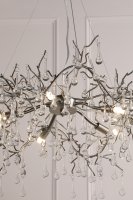 Laura Ashley Willow 5 Light Pendant Satin Pewter and Crystal