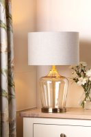 Laura Ashley Ockley Table Lamp Antique Brass and Champagne Glass with Shade