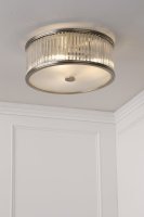 Laura Ashley Sutton 2 Light Flush Matt Antique Brass and Ribbed Glass