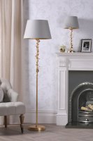 Laura Ashley Halton Floor Lamp Distressed Gold Leaf with Shade