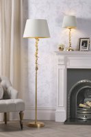 Laura Ashley Halton Floor Lamp Distressed Gold Leaf with Shade