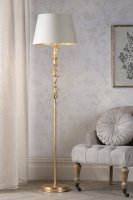 Laura Ashley Halton Floor Lamp Distressed Gold Leaf with Shade