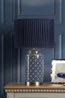 Laura Ashley Knipton Table Lamp Blue Ceramic and Antique Brass with Shade