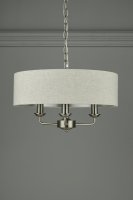 Laura Ashley Sorrento 3 Light Pendant Satin Nickel with Natural Shade