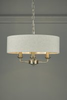 Laura Ashley Sorrento 3 Light Pendant Satin Nickel with Natural Shade