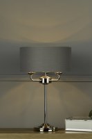 Laura Ashley Sorrento 3 Light Table Lamp Polished Nickel with Charcoal Grey Shade