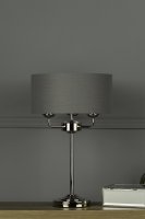 Laura Ashley Sorrento 3 Light Table Lamp Polished Nickel with Charcoal Grey Shade