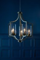 Laura Ashley Joseph 5lt Chandelier Antique Brass Glass