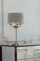 Laura Ashley Sorrento 3 Light Table Lamp Polished Nickel with Silver Shade