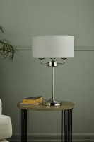 Laura Ashley Sorrento 3 Light Table Lamp Polished Nickel with Silver Shade