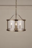 Laura Ashley Harrington 3lt Pendant Antique Brass Glass
