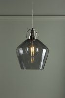 Laura Ashley Rye Pendant Polished Nickel Smoked Glass