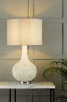 Laura Ashley Grace Table Lamp Patterned Glass with Shade