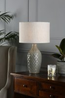 Laura Ashley Heathfield Ceramic Table Lamp Gloss Grey with Shade