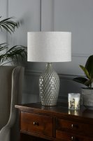 Laura Ashley Heathfield Ceramic Table Lamp Gloss Grey with Shade