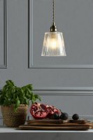 Laura Ashley Callaghan Pendant Antique Brass Ribbed Glass