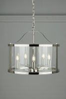 Laura Ashley Harrington 5lt Pendant Polished Nickel Glass