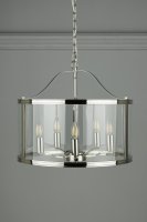 Laura Ashley Harrington 5lt Pendant Polished Nickel Glass