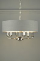 Laura Ashley Sorrento 6 Light Pendant Polished Nickel with Charcoal Grey Shade