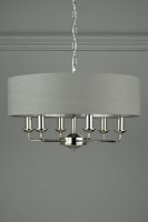 Laura Ashley Sorrento 6 Light Pendant Polished Nickel with Charcoal Grey Shade