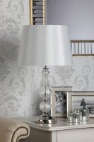 Laura Ashley Bradshaw Table Lamp Polished Nickel & Ribbed Glass with Shade