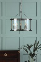 Laura Ashley Harrington 5 Light Pendant Antique Brass & Glass