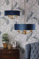 Laura Ashley Sorrento 3 Light Shadelier Matt Antique Brass & Blue Shade