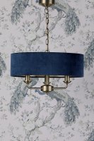 Laura Ashley Sorrento 3 Light Shadelier Matt Antique Brass & Blue Shade