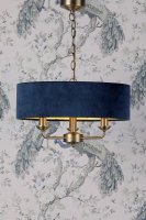 Laura Ashley Sorrento 3 Light Shadelier Matt Antique Brass & Blue Shade