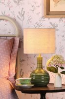 Laura Ashley Padley Table Lamp Green Ceramic & Antique Brass with Shade