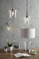 Laura Ashley Ockley Touch Table Lamp Polished Chrome & Glass with Shade