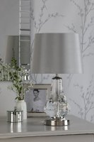 Laura Ashley Humby Touch Table Lamp Crystal & Polished Nickel with Shade