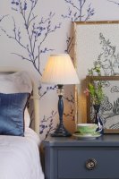 Laura Ashley Ellis Table Lamp Matt Blue & Crystal with Shade