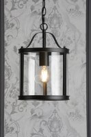 Laura Ashley Harrington Single Pendant Matt Black and Glass