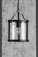 Laura Ashley Harrington Single Pendant Matt Black and Glass