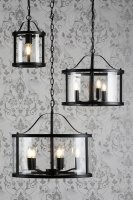 Laura Ashley Harrington Single Pendant Matt Black and Glass