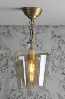 Laura Ashley Ockley Single Pendant Antique Brass and Champagne Glass