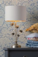 Laura Ashley Lyndale Table Lamp Distressed Silver Leaf and Cream with Shade