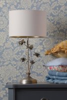 Laura Ashley Lyndale Table Lamp Distressed Silver Leaf and Cream with Shade