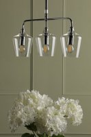 Laura Ashley Ockley 3 Light Bar Pendant Polished Chrome and Glass