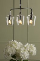 Laura Ashley Ockley 3 Light Bar Pendant Polished Chrome and Glass